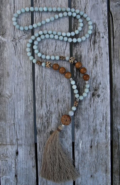 Mala Necklace Diy, Mala Jewelry, Long Tassel Necklace, Mala Bead Necklace, Crystal Jewelry Sets, Carved Bone, Decorative Beads, Long Beaded Necklace, Tassel Jewelry