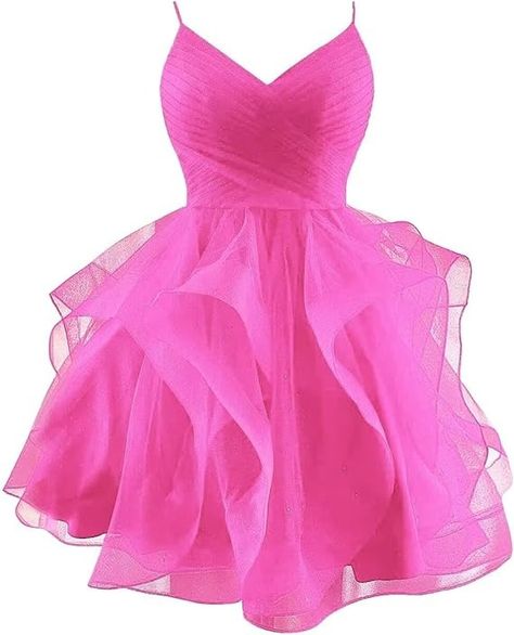 Prom Dresses Short Puffy, Hot Pink Puffy Dress, Cocktail Dress For Teens, Fuschia Pink Dress, Glitter Homecoming Dress, Mini Cocktail Dresses, Dresses Glitter, Magenta Fashion, Hoco Dresses Pink