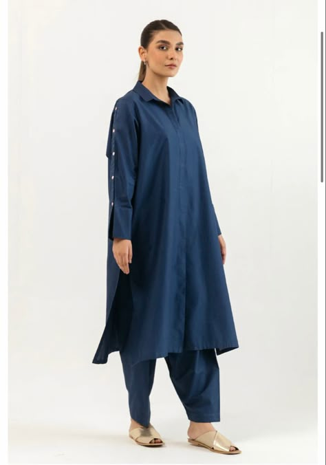 Woolen Suits Women Indian, Pregnancy Outfits Indian, Plane Clothes, Plain Suits, Plain Dresses, Dress Designs For Stitching, Dress Designing, Blue Kurta, Blouse Casual Fashion