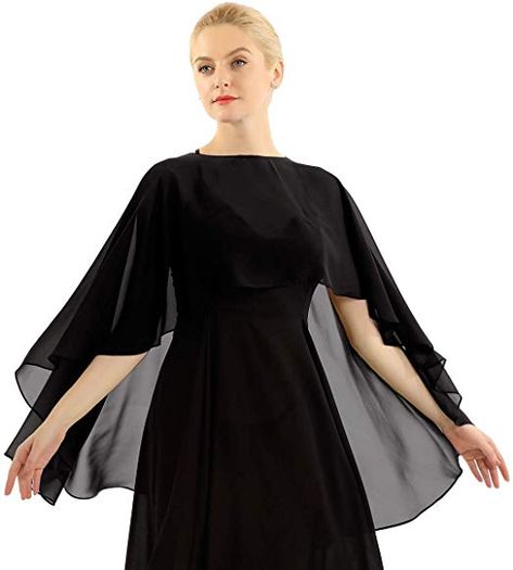 Gown With Shawl, Bride Dress Lace, Glee Club, Chiffon Shawl, Wedding Cape, Evening Party Gowns, Capes For Women, Black Slacks, Chiffon Material