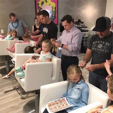 The First of its Kind - Daddy/Daughter Braiding Workshop Debut! - Men - Salon Today Kids Hair Salon Ideas Interior Design, Childrens Salon, Blowout Bar, Fun Braids, Blo Blow Dry Bar, Men Salon, Blow Bar, Kids Hair Salon, Princess Boutique