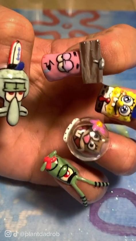 Spongebob Nail Art, Spongebob Nails, King Kylie, Hobbies And Interests, Cute Easy Drawings, Editorial Makeup, Nails Inspo, Special Thanks, 3d Nails