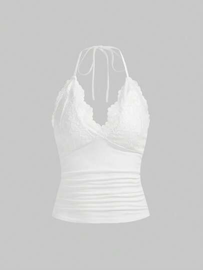 White Lace Halter Top, Lace Halter Top, White Halter Top, Clothing Styles, Tank Top Cami, Christmas Wishlist, Fashion Flats, Fashion Online Shop, Halter Top