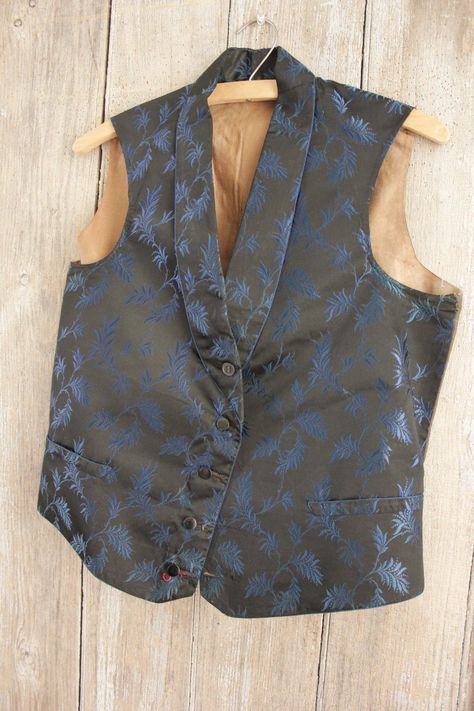 Men's vest French antique silk black embroidered 19th century clothing BLUE | eBay 19th Century Clothing, French Silk, Century Clothing, Men's Vest, French Antique, Brocade Fabric, Bride Wear, Mens Vest, Vest Dress