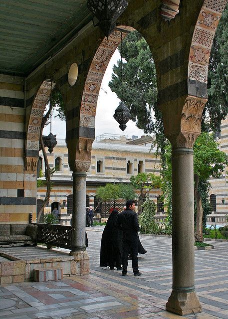 Azem Palace 09 by Fiona and Robert, via Flickr Damascus House, Damascus Syria, Islamic Architecture, This Is Us Quotes, Syria, Damascus, Old Photos, Lamp Post, Palace