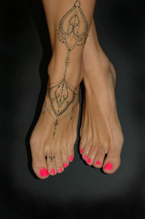 Boho Feet Tattoo, Boho Foot Tattoo, Tattoo On Feet For Women, Foot Ankle Tattoos For Women, Feet Tatoos Woman, Elegant Foot Tattoos For Women, Tattoo Feet Women, Cute Feet Tattoos, Foot And Ankle Tattoos For Women