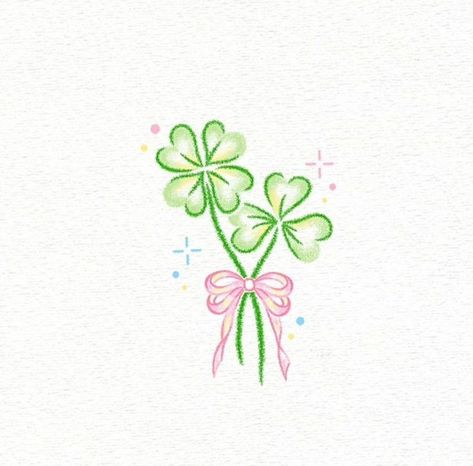 Four Leaf Clover Doodle, Four Leaf Clover Tattoo Design, Four Leaf Clover Aesthetic, Minimal Doodles, Four Leaf Clover Art, Four Leaf Clover Drawing, Clover Drawing, Leaf Doodles, Four Leaf Clover Tattoo