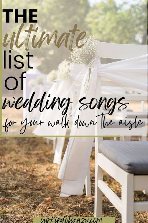 Wedding Ceremony Song List, Walking Down Aisle Songs, Wedding Aisle Songs, Christian Wedding Songs, Bride Aisle, Bride Entrance Songs, Unique Wedding Songs, Country Wedding Ceremony, Wedding Entrance Songs