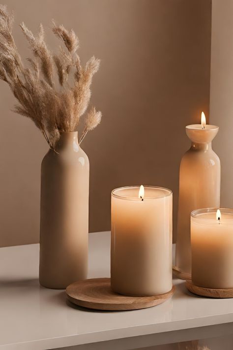 Beige Minimalist Aesthetic, Candlelight Aesthetic, Candle Wallpaper, Home Sanctuary, Beige Minimalist, Curated Decor, Lifestyle Aesthetic, Warm Beige, Luxury Wallpaper