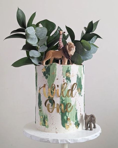 2nd Birthday Cake Animals, Jungle 2nd Birthday Cake, Wild One Safari First Birthday Cake, Wild One Cakes First Birthdays, Wild One Birthday Cake Buttercream, Wildone Birthday Cake, Wild One Theme Smash Cake, Safari Wild One Birthday Cake, Wild One Birthday Cake Pink