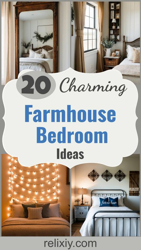 20 Rustic Farmhouse Bedroom Ideas You’Ll Love Master Bedrooms Decor Cozy Relaxing Farmhouse, Girls Farmhouse Bedroom Ideas, Modern Farmhouse Bedroom Decor Ideas, Shabby Chic Bedrooms On A Budget, Rustic Farmhouse Bedroom Ideas, Farmhouse Bedroom Wall Decor, Farmhouse Chic Bedroom, Modern Farmhouse Bedroom Decor, Shiplap Bedroom