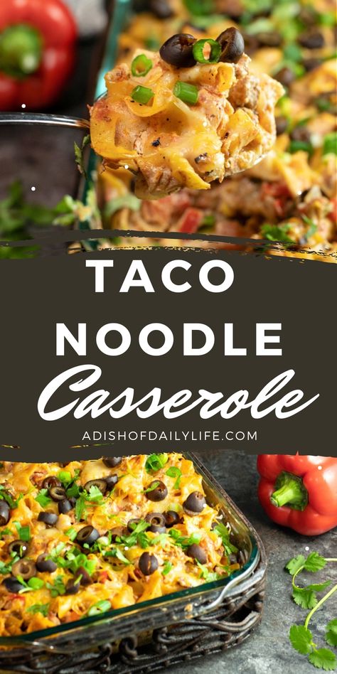 Taco Noodle Casserole is a delicious and easy meal with flavors the whole family will love...even your pickiest eaters! Taco Noodle Casserole, Life In The Lofthouse, Noodle Dish, Plain Chicken, Noodle Casserole, Yummy Casseroles, Easy Comfort Food, Awesome Recipes, Homemade Tacos