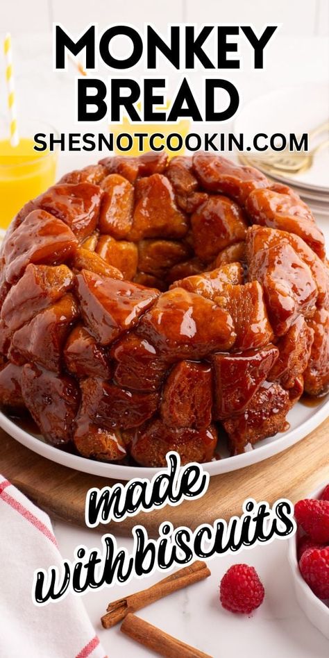 Monkey Bread (Made With Canned Biscuits) Grands Monkey Bread, Bars For A Crowd, Easy Cherry Pie, Pull Apart Monkey Bread, Biscuit Monkey Bread, Cinnamon Pull Apart, Cinnamon Monkey Bread, Monkey Bread Recipe Easy, Easy Monkey Bread