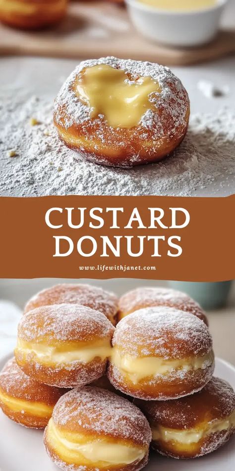 Donut custard Recipe African Doughnut Recipe, Yeast Doughnut Recipe Fried, The Best Donut Recipes, Air Fried Donut Recipes, Mexican Donuts Recipe, Baked Donuts With Donut Pan, Custard Donuts Recipe, Dounts Recipes, Cake Doughnut Recipe