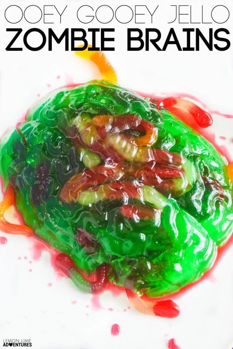 Ooey Gooey Jello Zombie Brains! Frozen Casserole Recipes, Jello Brain, Brain Mold, Childrens Halloween Party, Halloween Jello, Jello Flavors, Zombie Brains, Kids Halloween Food, Zombie Birthday