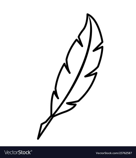 Feather Outline Drawing, Feather Pattern Template, Simple Feather Drawing, Feather Pen Drawing, Doodles Nature, Feather Doodle, Feathers Drawing, Feather Silhouette, Feather Symbol