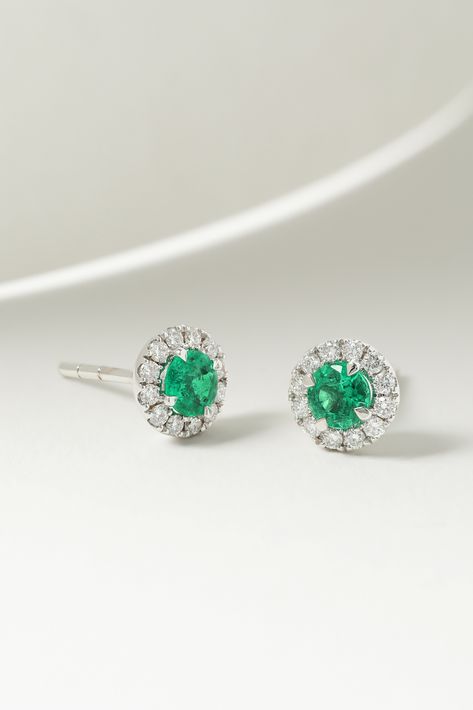 Emerald Studs, Designer Diamond Jewellery, Watches For Sale, Green With Envy, Halo Setting, Jewelry Luxury, Overland Park, Kansas City Mo, Creative Arts