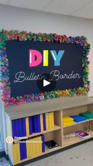 DIY rainbow tissue paper fringe is so easy and so cute! This is the perfect back to school bulletin board border! I'm saving this idea for the fall. It will be a perfect pop of color on my bulletin boards as they awit the first set of student work. Thank you so much for this cute idea @lifeskillscreations #bulletinboard #bulletinboardideas #iteachart #iteach1st #iteach2nd #iteach3rd #backtoschool #myclassroom #classroomdecor #elementaryart #elementaryartclass #elementaryteacher #teacherha Diy Bulletin Board Borders, Board Border Decoration Ideas School, Tissue Paper Border Bulletin Boards, Bulletin Board Borders Ideas, Tissue Paper Border, Diy Bulletin Board Border, Tissue Paper Borders, Border For Bulletin Board, 3d Bulletin Boards