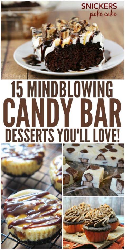 15 Mindblowing Candy Bar Desserts #DessertRecipes #CandyBars #HalloweenCandy Desserts With Candy Bars, Candy Bar Bars, Zero Candy Bar Cake, Candy Bar Desserts Recipes, Fast Break Candy Bar Recipe, Desserts Made With Candy Bars, Starburst Desserts, Recipes Using Candy Bars, Candy Bar Pie Recipes