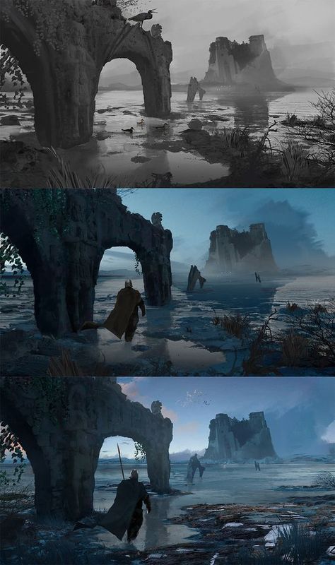 Photobashing Concept Art, School Concept Art, Digital Painting Process, Concept Art Landscape, Witcher Wallpaper, School Concept, Environment Painting, Illustration Series, Concept Art Tutorial