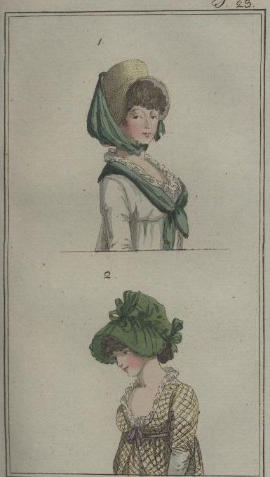 August 1798 Journal des Luxus und der Moden 1790s Fashion, Historical Fashion 1700s, Empire Outfit, Historical Hats, Regency Era Fashion, Regency Dress, Regency Fashion, Horse Silhouette, Regency Era