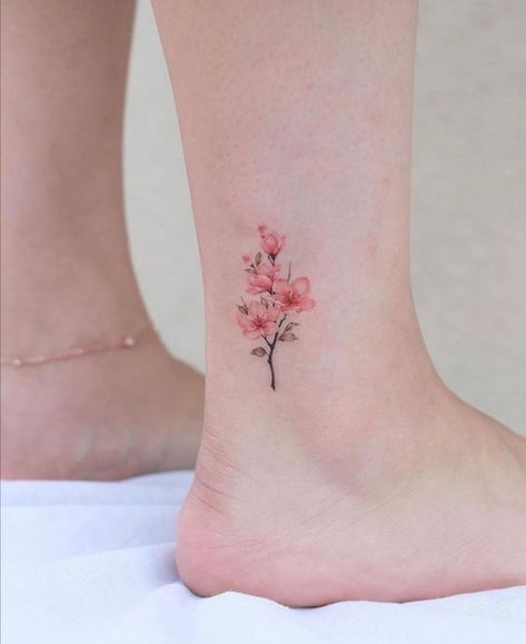 Flower Ankle Tattoos, 95 Tattoo, Ankle Tattoo Ideas, Wrap Around Wrist Tattoos, Tattoo Samples, Green Tattoos, Small Girly Tattoos, Lavender Tattoo, Pink Tattoo