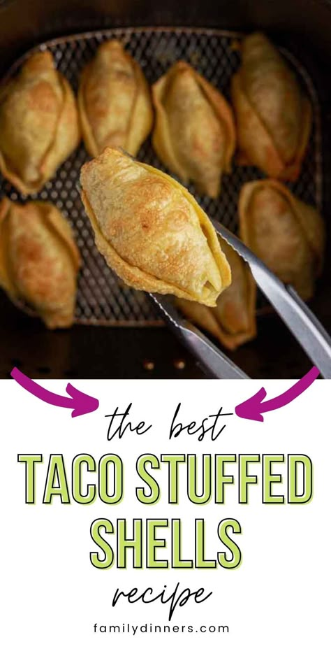 Air Fryer Taco Stuffed Pasta Shells Airfryer Meals, Easy Airfryer, Leftover Taco Meat, Stuffed Pasta, Shells Recipe, Air Fryer Oven Recipes, Pasta Shells, Air Fry Recipes, Meals Easy