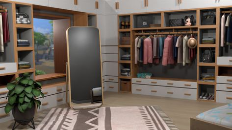 FinJingSims - CAS Backgrounds Minimal Dressing Room I - The Sims 4 Mods - CurseForge Sims 4 Cas Background Dressing Room, Cas Room, Sims 4 Cas Background, Cas Background, Recessed Panel Cabinets, Light Wood Cabinets, Sims Wallpaper, Anime Backgrounds, Sims 4 Cas