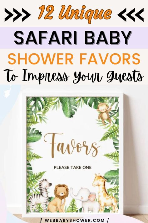 Are you planning a safari themed baby shower? Make your celebration unforgettable with our list of unique 12 safari baby shower favors that will wow your guests and create lasting memories. From cute animal-inspired gifts to fun games, these favors are perfect for your next party. Jungle Themed Baby Shower Ideas, Jungle Animal Baby Shower Theme, Baby Shower Favor Ideas, Safari Baby Shower Favors, Summer Baby Shower Themes, Creative Baby Shower Themes, Safari Baby Shower Boy, Baby Shower Favours For Guests, Baby Shower Gifts For Guests