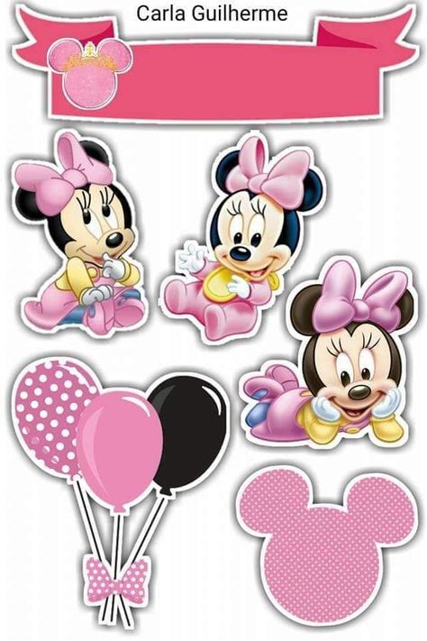 Diy Cake Topper Printable, Minnie Mouse Printables, Baby Boy Cake Topper, Minnie Mouse Stickers, Minnie Mouse Cake Topper, Teddy Bear Patterns Free, Minnie Mouse Birthday Decorations, Minnie Mouse Birthday Cakes, Photo Cake Topper