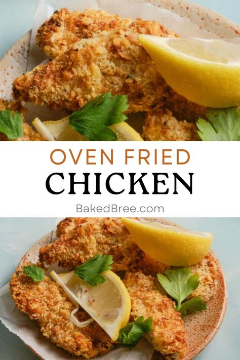 Have a healthier version of a favorite recipe with this Baked Fried Chicken. Oven Baked Fried Chicken Breast, Oven Breaded Chicken, Baked Fried Chicken Breast, Baked Fried Chicken Recipe, Oven Baked Fried Chicken, Baked Breaded Chicken, Baked Chicken Strips, Oven Fried Chicken Recipes, Baked Fried Chicken