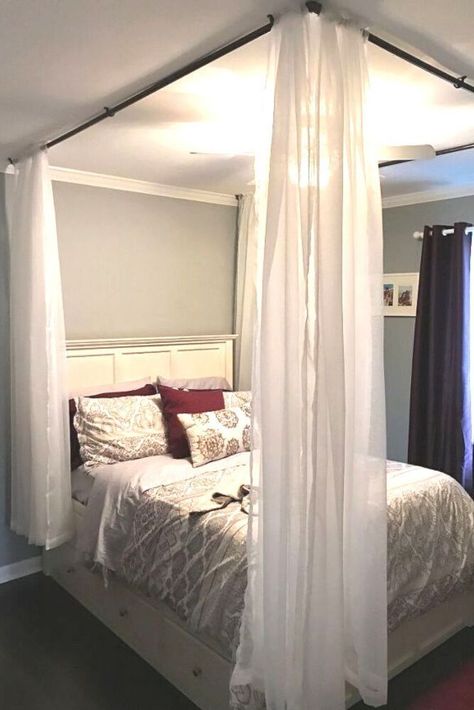 Four Post Bed, Bedroom Romantic, Canopy Bed Diy, Cleaning Wood Floors, Headboard Wall, Four Poster, Poster Bed, Canopy Bed, Room Remodeling