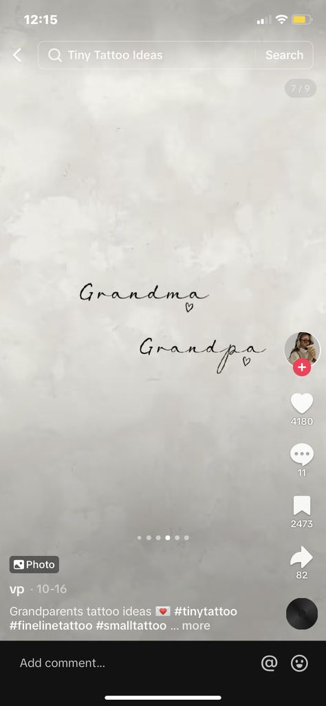 Grandma And Grandad Tattoos, Tattoo For My Grandparents, Grandma Grandpa Tattoo, Meaningful Grandma Tattoos, Grand Parents Tattoo Ideas, Nan And Grandad Tattoo, Grandma And Grandpa Tattoos, Tattoos For Your Grandma, Tattoo Ideas Grandparents