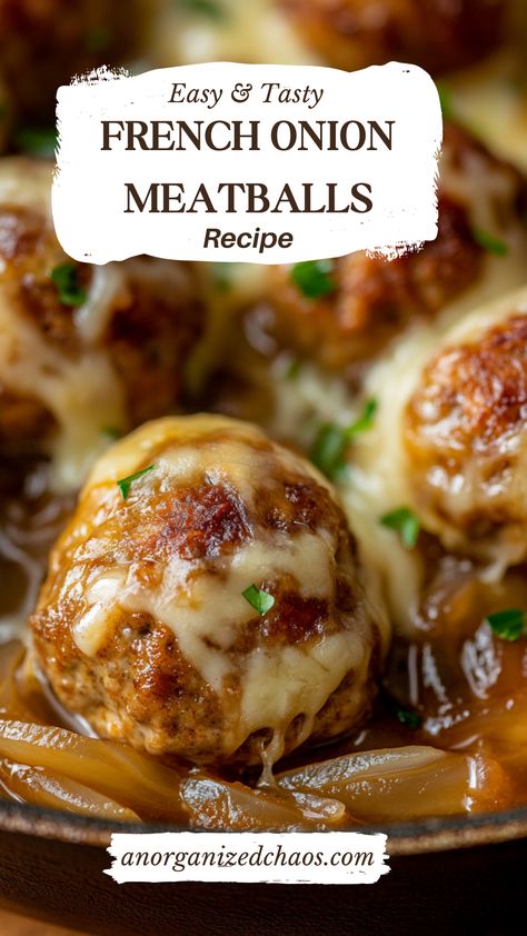 French Onion Meatballs French Onion Chicken Meatballs By Delish, French Onion Soup With Meatballs, Ground Beef Recipes Meatballs, French Onion Soup Meatballs Crockpot, Meatballs Onion Soup Mix Recipe, French Onion Turkey Meatballs, Sides To Go With Meatball Subs, Meals Using Frozen Meatballs, Crockpot French Onion Meatballs