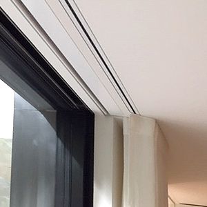 Recessed Curtain Tracks, Curtain Hidden Rail, Hidden Drapery Track, Built In Curtain Track, Hidden Track Curtains, Recessed Drapery Track, Curtain Bulkhead, Box Window Curtains Ideas, Curtain Box Ideas