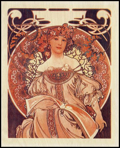 Wood Veneer Labels Art Nouveau Mucha, James Abbott Mcneill Whistler, Alphonse Mucha Art, Thomas Gainsborough, Figurative Kunst, Grant Wood, Mucha Art, Art Nouveau Illustration, Art Nouveau Poster