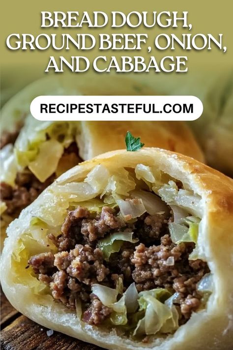 These delicious beef pockets are made with frozen bread dough, lean ground beef, onions, and cabbage. This quick and easy recipe is perfect for busy weeknights, providing a hearty meal that the whole family will love! Beef Pockets, Frozen Dough Recipes, Frozen Bread Dough Recipes, Ground Beef And Cabbage, Bread Dough Recipe, Satisfying Meals, Frozen Bread Dough, Beef And Cabbage, Dough Recipe