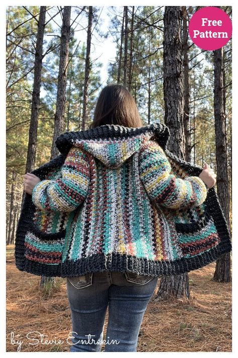 Katy Cardigan Free Crochet Pattern Hooded Cardigan Pattern, Crochet Cardigan Free, Crochet Hooded Scarf, Crochet Jacket Pattern, Crochet Cardigan Pattern Free, Hood Design, Crochet Cardigans, Crochet Hoodie, Crochet Blanket Designs