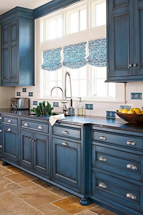 Best Kitchen Cabinets, Blue Kitchen Cabinets, Farmhouse Kitchen Cabinets, New Kitchen Cabinets, Kitchen Cabinets Makeover, Blue Cabinets, Kitchen Cabinet Colors, Diy Kitchen Cabinets, Kitchen Paint