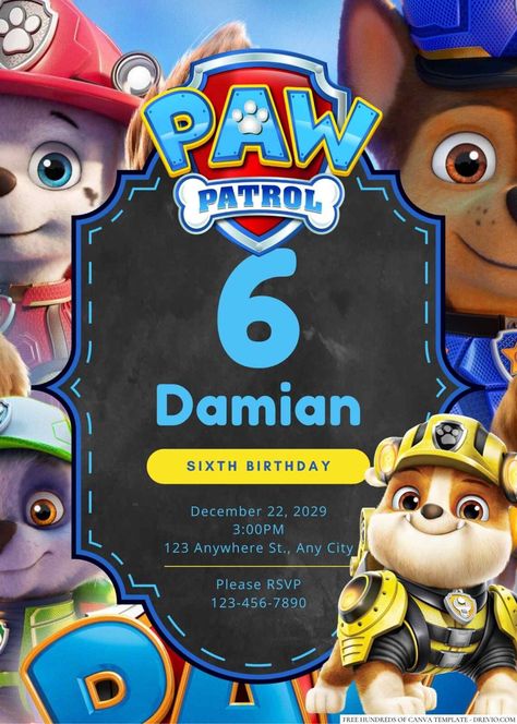 Paw Patrol Pinata, Paw Patrol Banner, Paw Patrol Badge, Imprimibles Paw Patrol, Paw Patrol Cupcakes, Paw Patrol Birthday Invitations, Baby Birthday Invitations, Bday Invitations, Marshall Paw Patrol