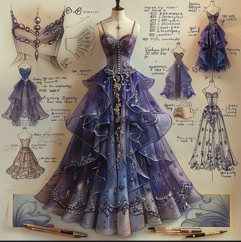 Enchanted Dress Prom, Mermaid Themed Dress, Enchanted Gown, Ball Gowns Fantasy, Wedding Dress Sketches, Dreamy Gowns, Dress Design Drawing, Gowns Dresses Elegant, Fashion Sketches Dresses