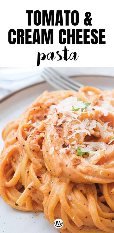 Pasta Sauce With Cream Cheese, Sauce With Cream Cheese, Cream Cheese Pasta Sauce, Easy Tomato Pasta Sauce, Easy Tomato Pasta, Creamy Tomato Pasta Sauce, Red Sauce Pasta Recipe, Cream Cheese Recipe, Creamy Spaghetti