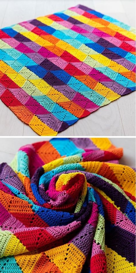 Amazing Hexagon Crochet Blankets - Pattern Center Crochet Kaleidoscope Blanket, How To Crochet Hexagons, Granny Hexagon Blanket, Modern Afghan Crochet Patterns, Hexagon Haken, Modern Crochet Blanket Pattern Free, Hexagon Crochet Blanket, Crochet Borders For Blankets, Crochet Hexagon Blanket