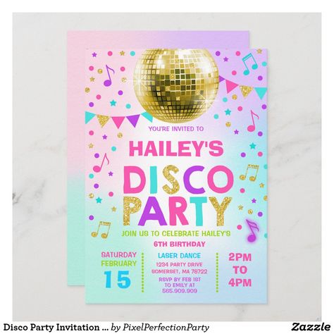 Disco Party Invite, Neon Dance Party, Glow Dance, Ball Birthday Party, Dance Party Invitations, Dance Party Birthday, Disco Birthday Party, Perfect Birthday Party, Ball Birthday