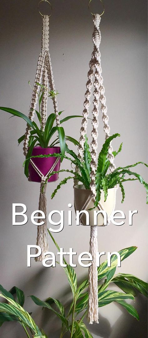 Beginner Macramé Pattern Trinity Plant Hanger pdf Diy Hanger, Diy Macrame Wall Hanging, Rope Plant, Rope Plant Hanger, Tutorial Macramé, Diy Macrame Plant Hanger, Diy Plant Hanger, Wine Bottle Diy Crafts, Macrame Hanger