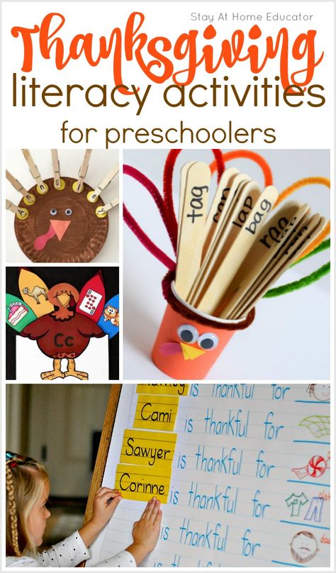 Want to combine preschool literacy with your Thanksgiving preschool theme? The best Thanksgiving literacy activities are right here! From alphabet activities to simple reading. So many fun ideas for your Thanksgiving circle time or preschool centers, too! Thanksgiving Speech And Language Activities, Thanksgiving Literacy Activities Prek, Thanksgiving Writing Activities Preschool, Thanksgiving Circle Time Activities, Thanksgiving Literacy Preschool, Thanksgiving Prek Activities, Thanksgiving Circle Time, Thanksgiving Preschool Activities, Thanksgiving Prek