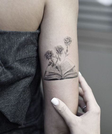 Open Book Tattoo, Book Tattoo Ideas, Book Inspired Tattoos, Book Lover Tattoo, Small Wave Tattoo, Bookish Tattoos, Rock Tattoo, Literary Tattoos, Tattoos For Lovers