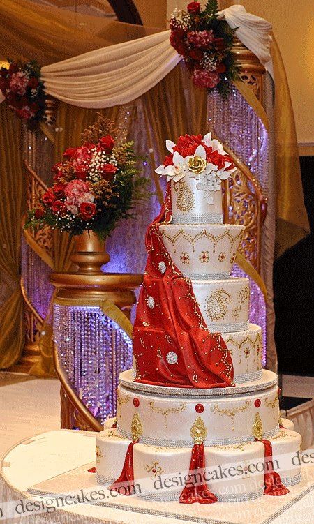 Indian Weddings Inspirations. Red Wedding Cake. Repinned by #indianweddingsmag… Bollywood Cake, Indian Style Wedding, Indian Cake, Indian Wedding Cakes, Gorgeous Wedding Cake, Dream Cake, Elegant Wedding Cakes, Unique Cakes, Beautiful Wedding Cakes