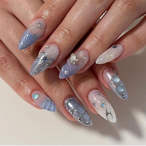 7 Trendy Beach Nails for Summer 2024 Charm Acrylic Nails, Blue Heart Nails, Acrylic Nails Y2k, Black Prom Nails, Matte Nails Glitter, Latest Nails, Blue Press On Nails, Glitter Stick, Blue Prom Nails