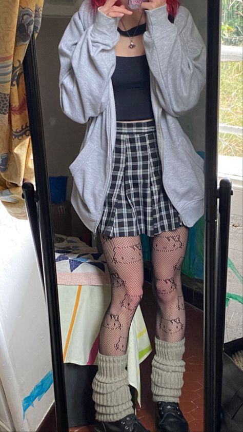 Hello Kitty Tights, Outfit Aesthetics, E Girl, Mirror Photo, Inspiration Fashion, Mirror Mirror, Hello Kitty, Tights, Cute Outfits